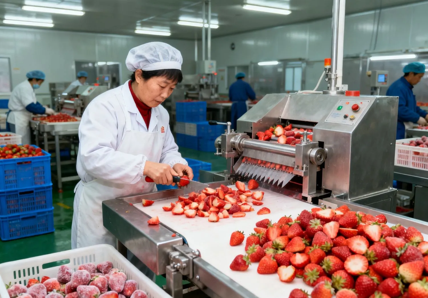 Frozen Fruits Peeling Coring Cutting