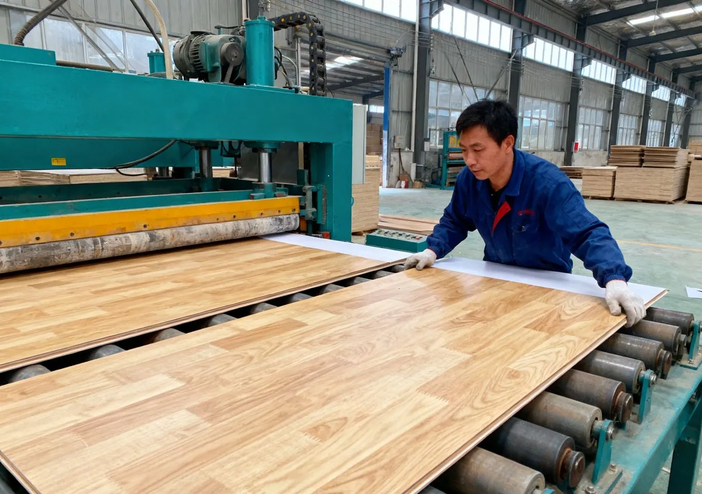 SPC Flooring Hot Press Lamination