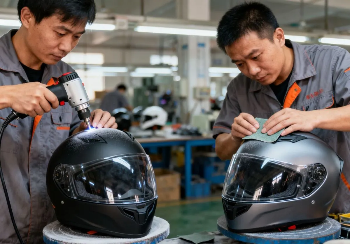 Motorcycle Helmets Outer Shell Trimming Sanding