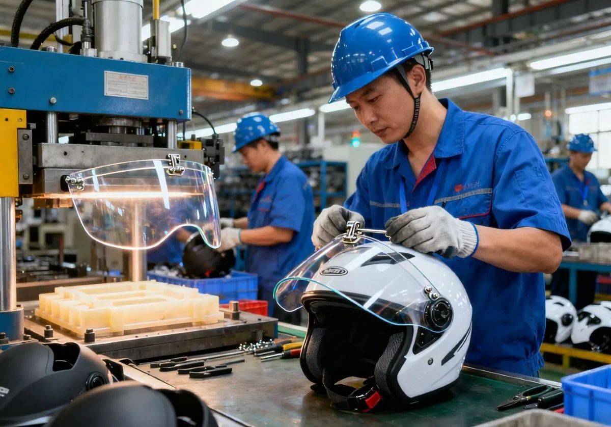 Motorcycle Helmets Visor Manufacturing Installation