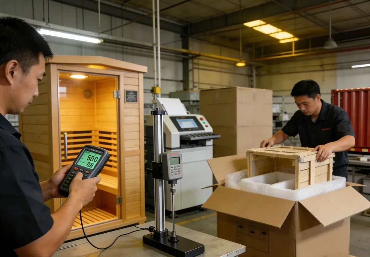 Sauna Rooms Quality Inspection & Packaging